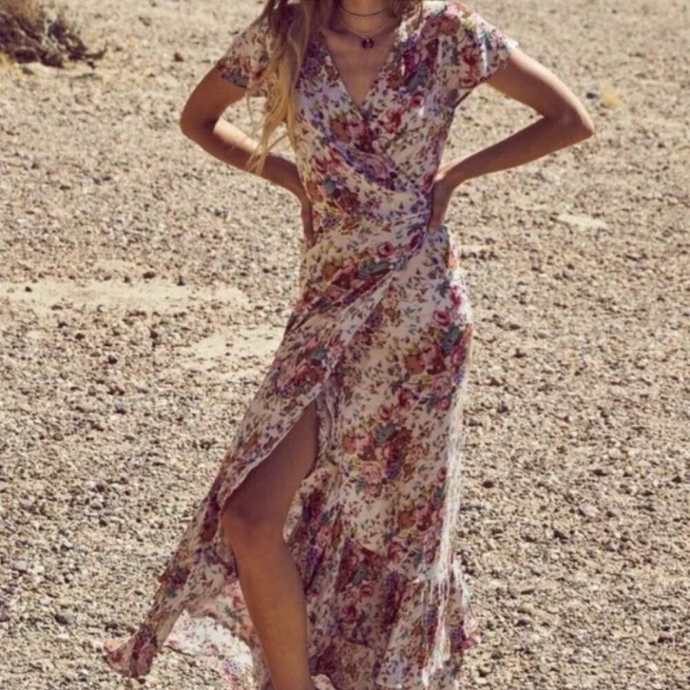 Auguste The Label Beach House Frills maxi wrap dress